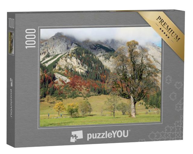 Puzzle de 1000 pièces « Montagnes du Karwendel en automne, près du monument naturel du Großer Ahornboden, Autriche »