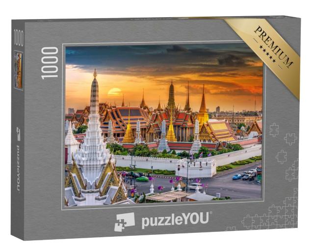 Puzzle de 1000 pièces « Le Grand Palais et le temple Wat Phra Keaw au coucher du soleil, Bangkok, Thaïlande »