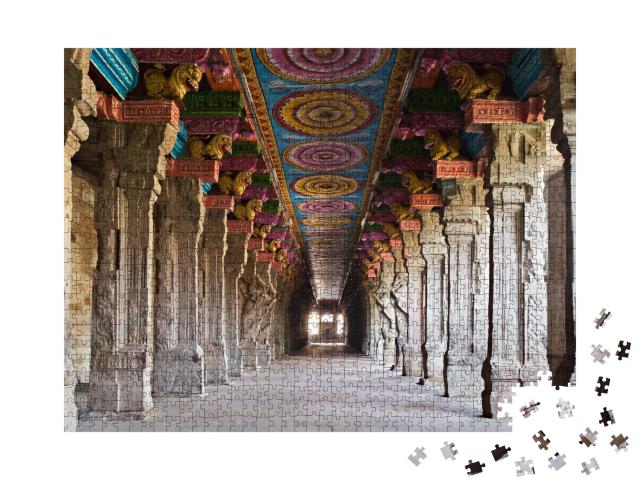 Puzzle de 1000 pièces « L'intérieur du temple hindouiste Meenakshi à Madurai, Inde »
