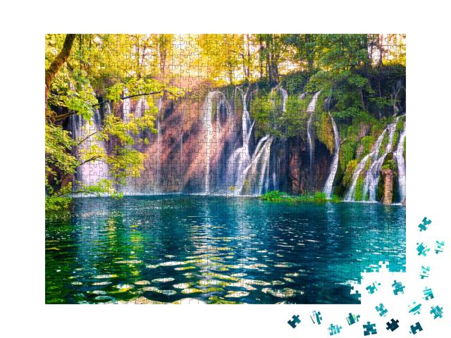 Puzzle de 1000 pièces « Chute d'eau dans le parc national de Plitvice, Croatie »