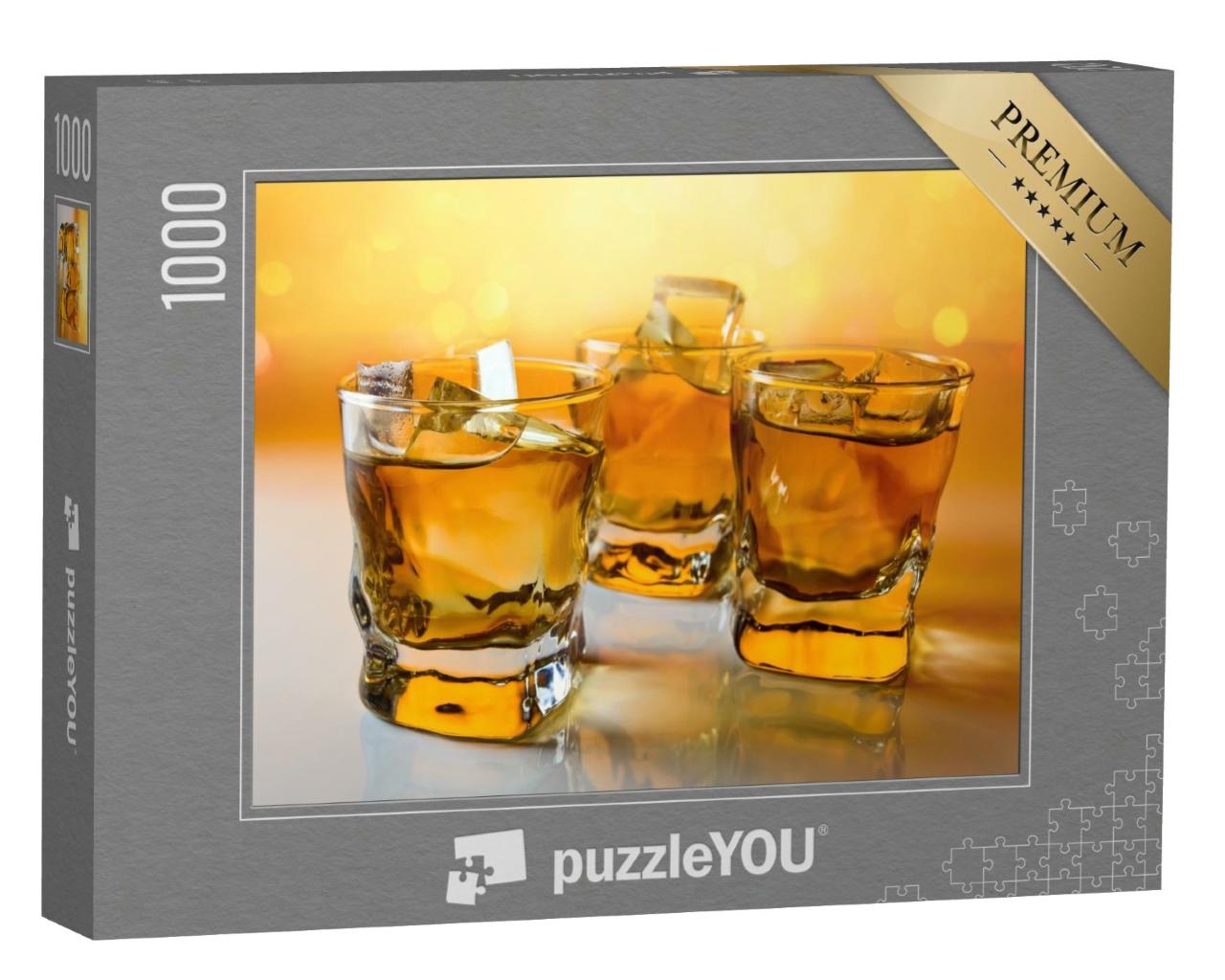 Puzzle de 1000 pièces « Trois verres de whisky avec de la glace »