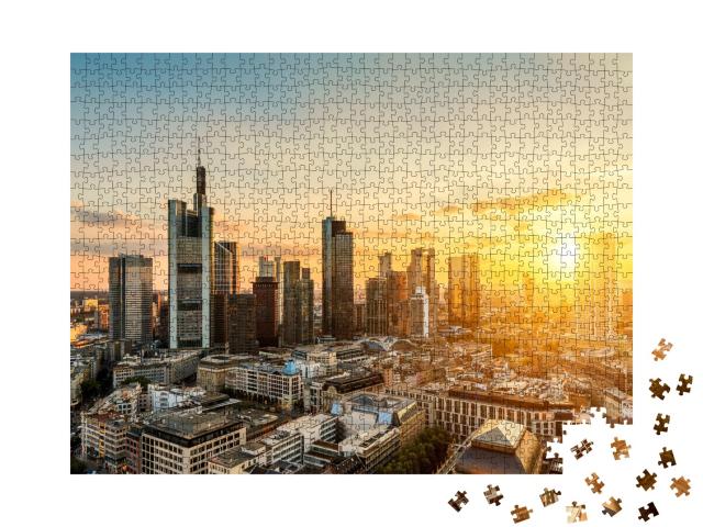 Puzzle de 1000 pièces « Skyline de Francfort-sur-le-Main au coucher du soleil »