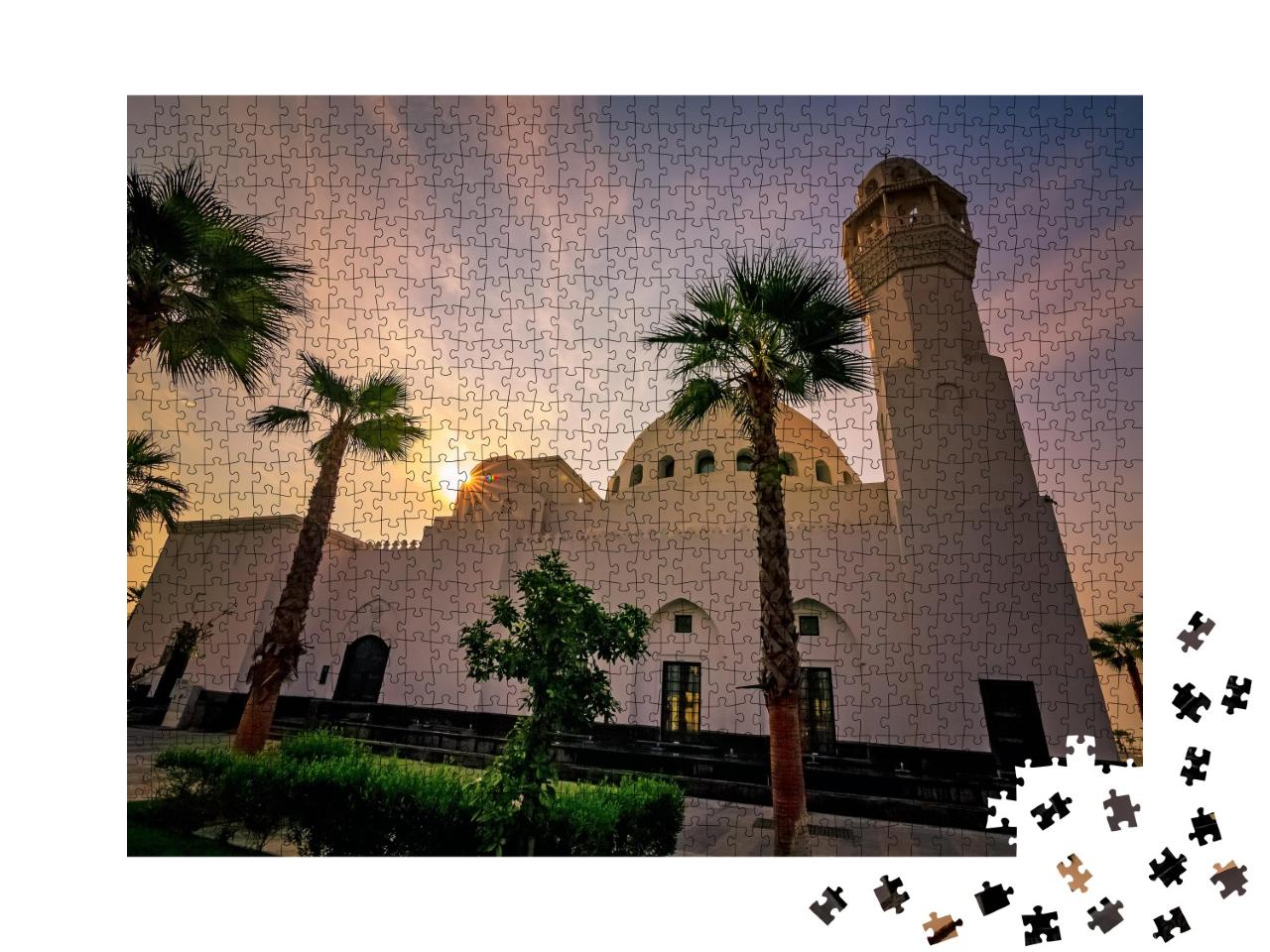 Puzzle de 1000 pièces « Lever de soleil derrière la mosquée Al Khobar Corniche, Arabie saoudite »