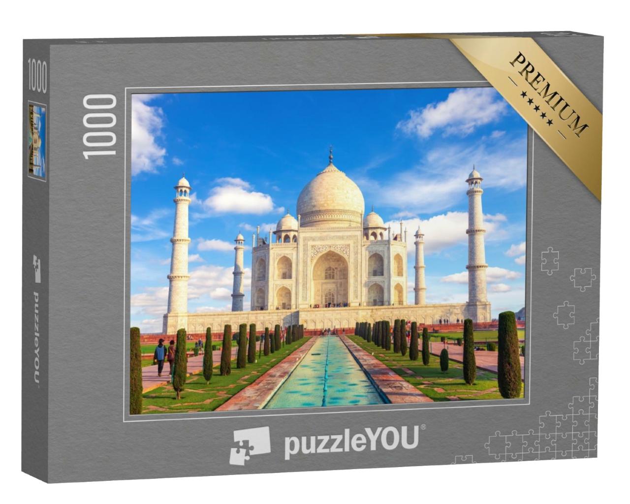 Puzzle de 1000 pièces « Vue du Taj Mahal par une journée ensoleillée, Inde »