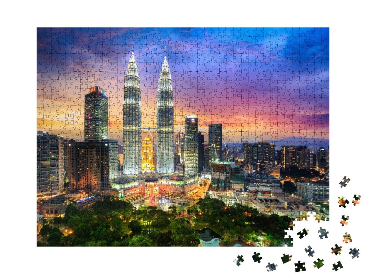 Puzzle de 1000 pièces « Crépuscule sur Kuala Lumpur »