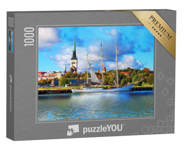 Puzzle de 1000 pièces « Grand voilier historique devant la vieille ville de Tallinn, Estonie »