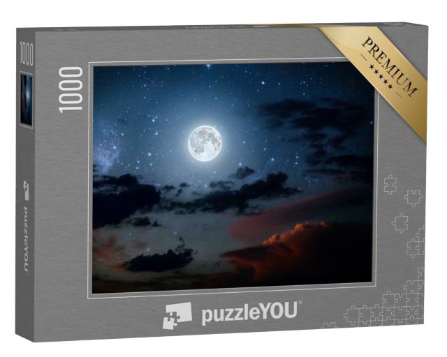 Puzzle de 1000 pièces « Le ciel nocturne avec les étoiles, la lune et les nuages »