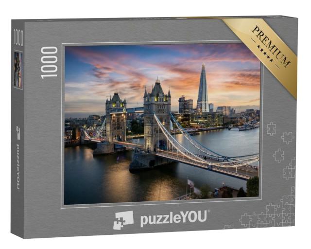 Puzzle de 1000 pièces „Vue du Tower Bridge éclairé le soir, Londres, Angleterre“