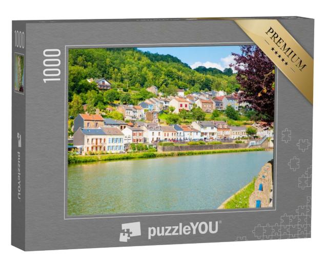 Puzzle de 1000 pièces « Ville idyllique de Monthermé dans les Ardennes françaises, rivière Meuse, région Grand Est, Champagne-Ardenne »