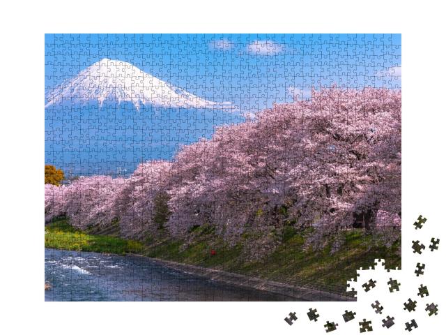 Puzzle de 1000 pièces « Cerisiers en fleurs au Mont Fuji, Japon »
