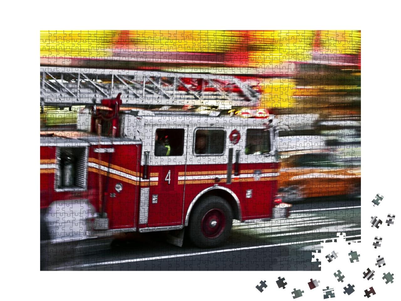 Puzzle de 1000 pièces « Camion de pompiers en action »