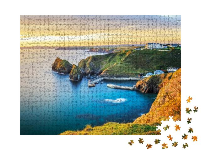 Puzzle de 1000 pièces « Coucher de soleil avec vue sur Mullion Cove, Cornouailles »