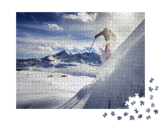 Puzzle de 1000 pièces « Skieur dévalant une pente raide »
