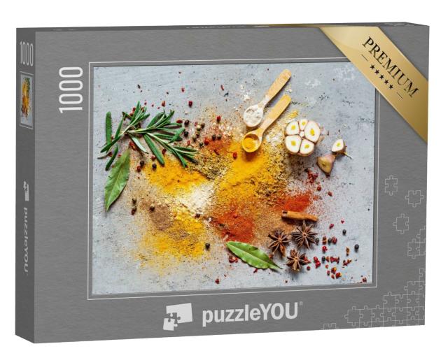 Puzzle de 1000 pièces « Poudre d'épices et herbes aromatiques pour la cuisine asiatique »
