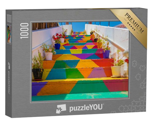 Puzzle de 1000 pièces « Escalier coloré à Tunis, Tunisie »