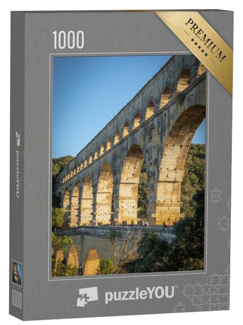 Puzzle de 1000 pièces « Coucher de soleil sur le Pont du Gard »