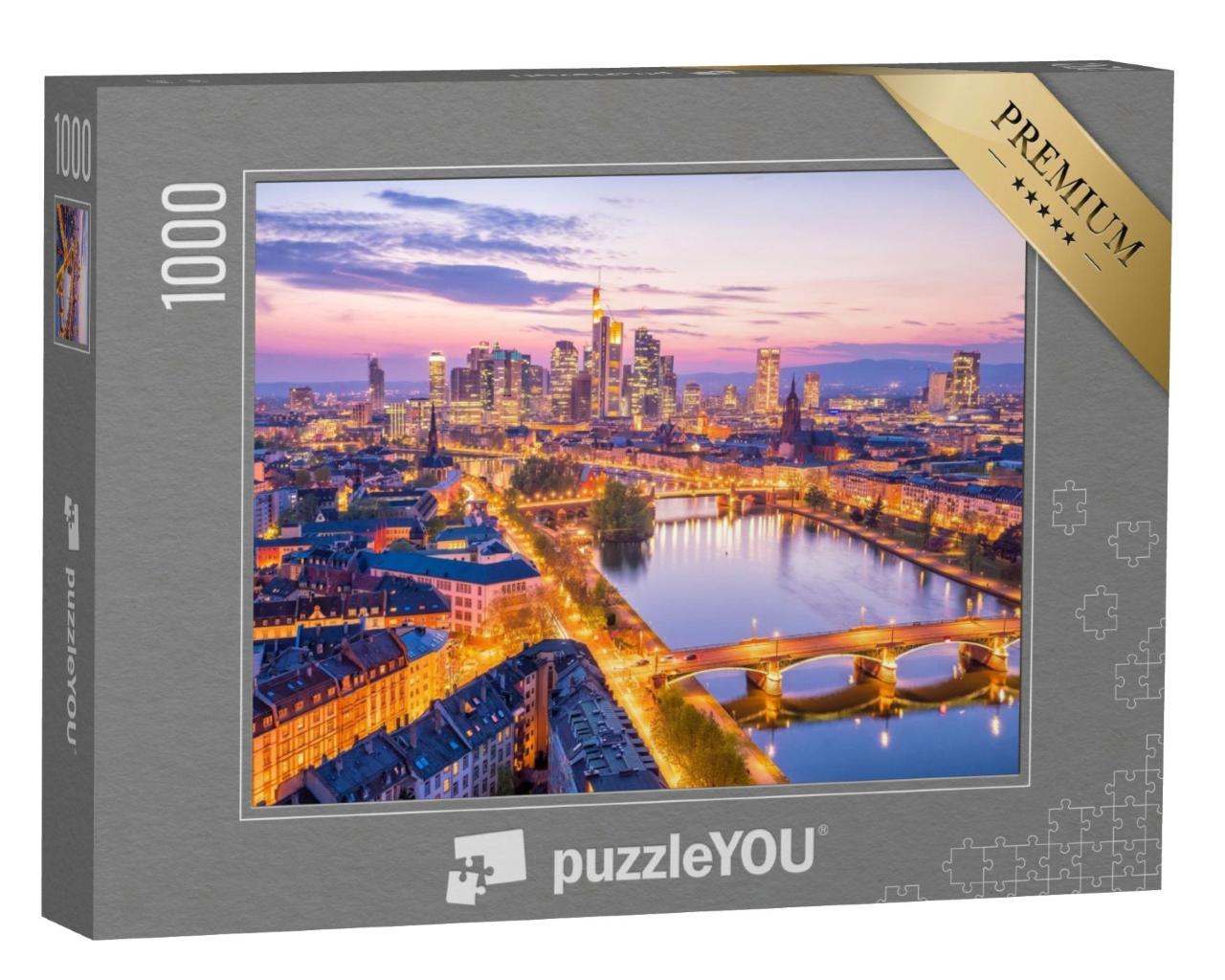 Puzzle de 1000 pièces « Silhouette de la ville de Francfort au crépuscule, Allemagne »