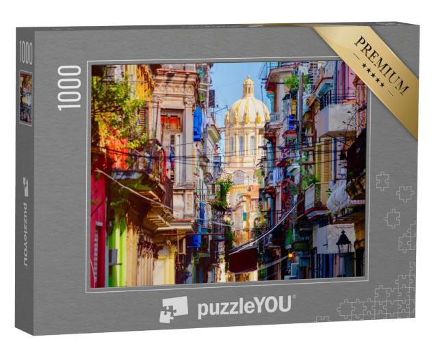 Puzzle de 1000 pièces « Rue colorée à La Havane, Cuba »