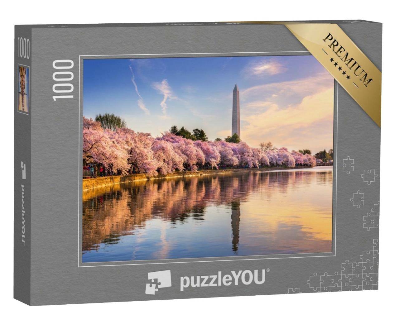 Puzzle de 1000 pièces « Bassin de marée avec Washington Monument au printemps, Washington DC, États-Unis »
