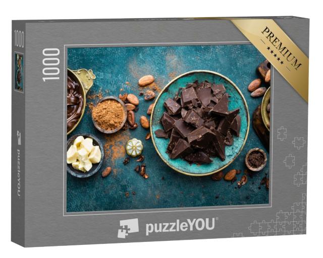 Puzzle de 1000 pièces « Chocolat noir amer avec poudre de cacao et fèves »