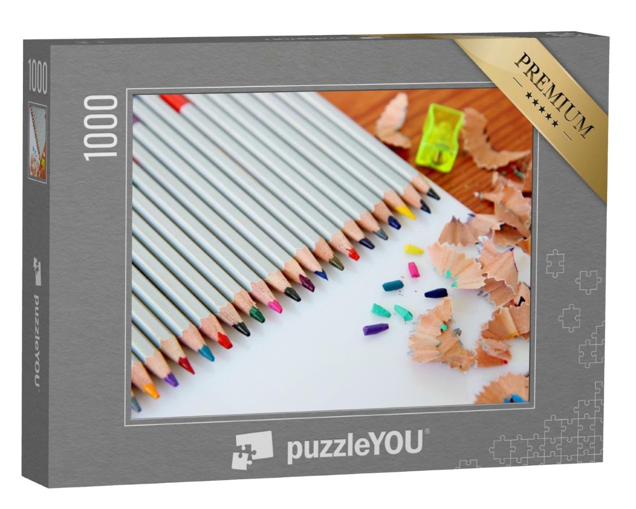 Puzzle de 1000 pièces « Crayons de couleur sur fond blanc »