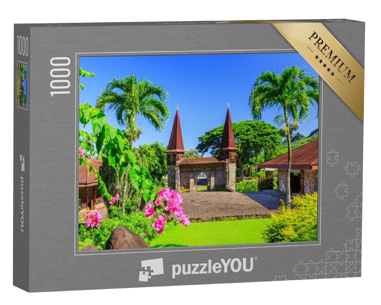 Puzzle de 1000 pièces « Îles Marquises, Nuku Hiva, Cathédrale Notre-Dame, Polynésie française »