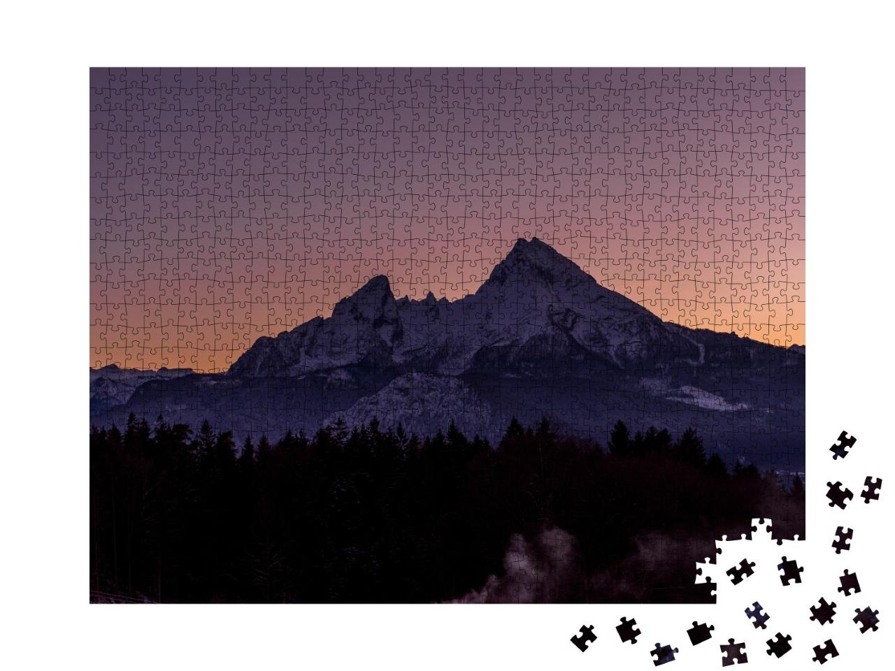 Puzzle de 1000 pièces « Coucher de soleil sur le Watzmann, Berchtesgaden, Allemagne »