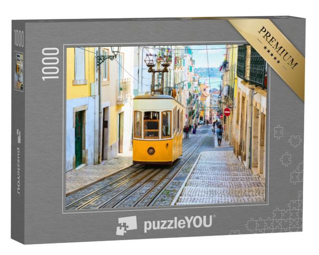 Puzzle de 1000 pièces « Tramway sur une colline dans la ville de Lisbonne, Portugal »