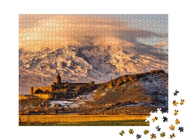 Puzzle de 1000 pièces « Vue panoramique du mont Ararat avec le monastère de Khor Virap, Arménie. »
