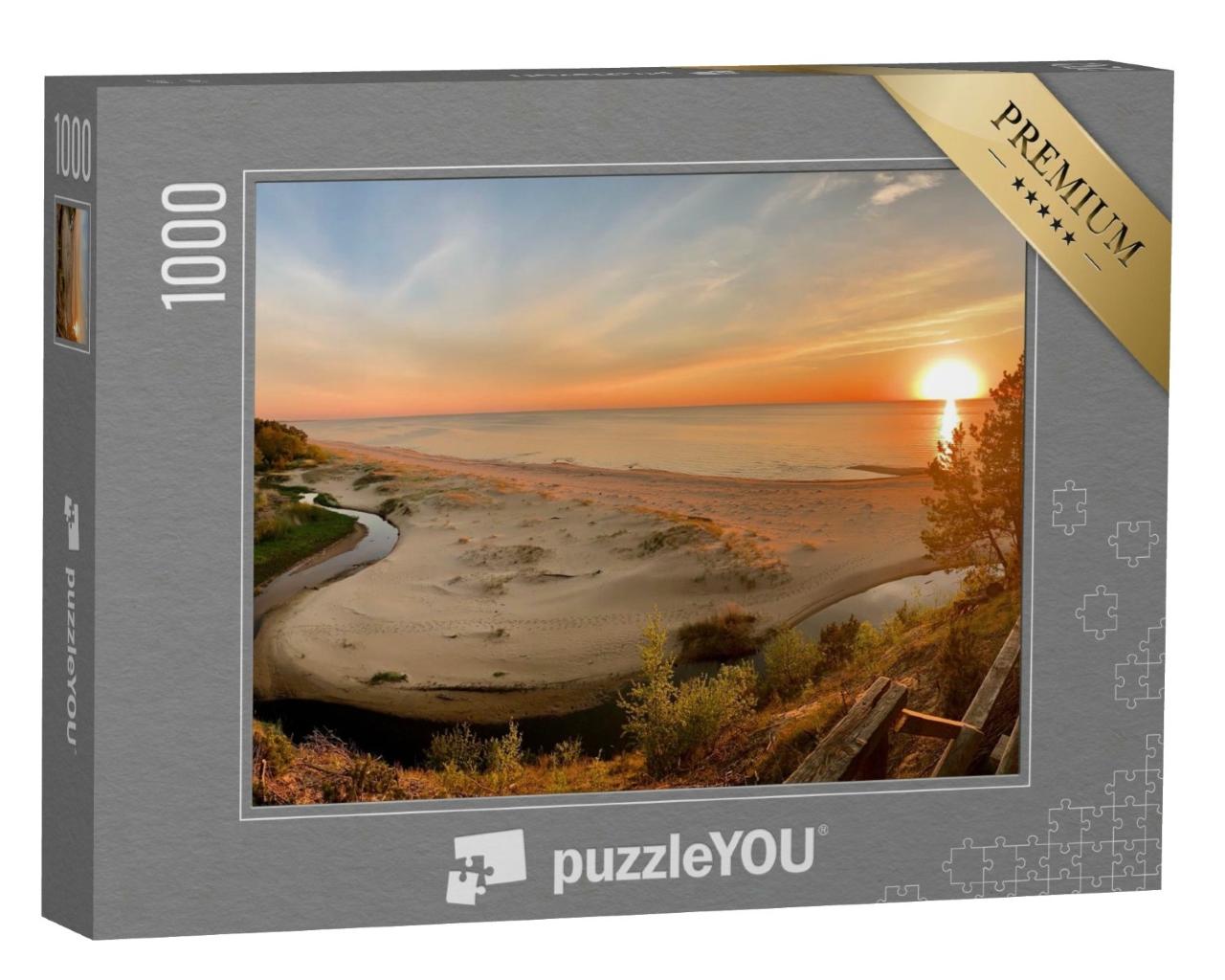 Puzzle de 1000 pièces « Vue panoramique de la mer Baltique et de la plage au coucher du soleil, Saulkrasti, Lettonie »