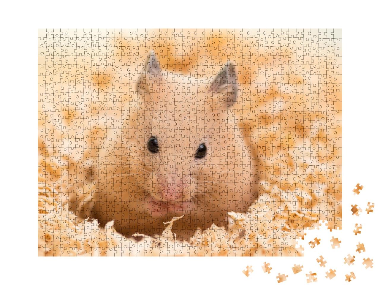 Puzzle de 1000 pièces « Hamster doré sur copeaux de bois »