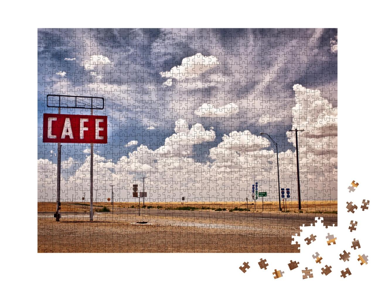 Puzzle de 1000 pièces « Panneau de café le long de la Route 66 historique au Texas »