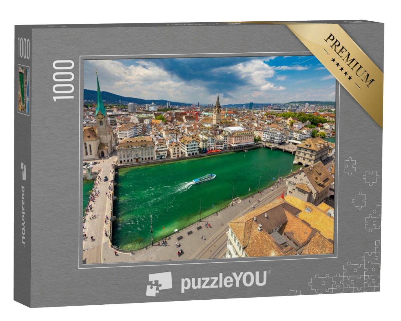 Puzzle de 1000 pièces « Le pont de la cathédrale sur la Limmat à Zurich »