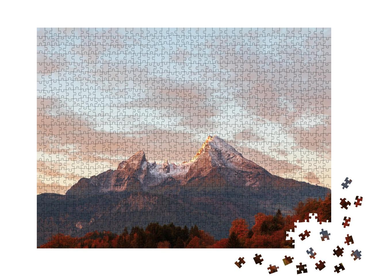 Puzzle de 1000 pièces « Watzmann dans la lumière du soir d'automne, Allemagne »