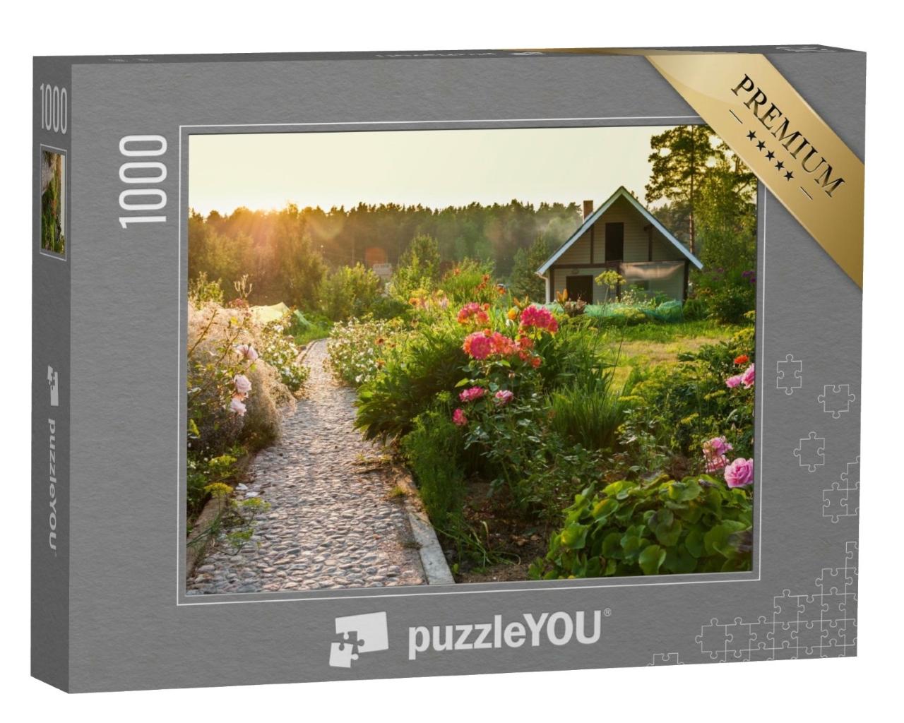 Puzzle de 1000 pièces « Magnifique jardin au coucher du soleil »