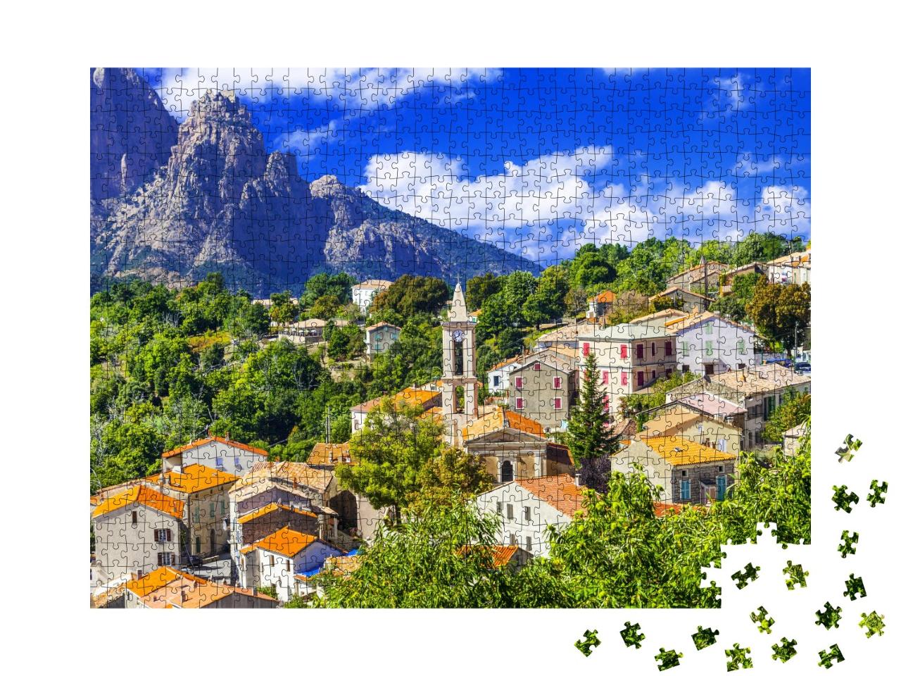 Puzzle de 1000 pièces « Evisa : pittoresque village de montagne en Corse, France »