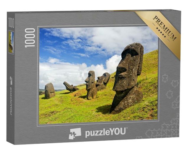 Puzzle de 1000 pièces « Figurines de pierre Moais dans le Parc national de Rapa Nui, Île de Pâques, Chili »