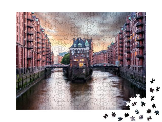 Puzzle de 1000 pièces « La ville des entrepôts de Hambourg »