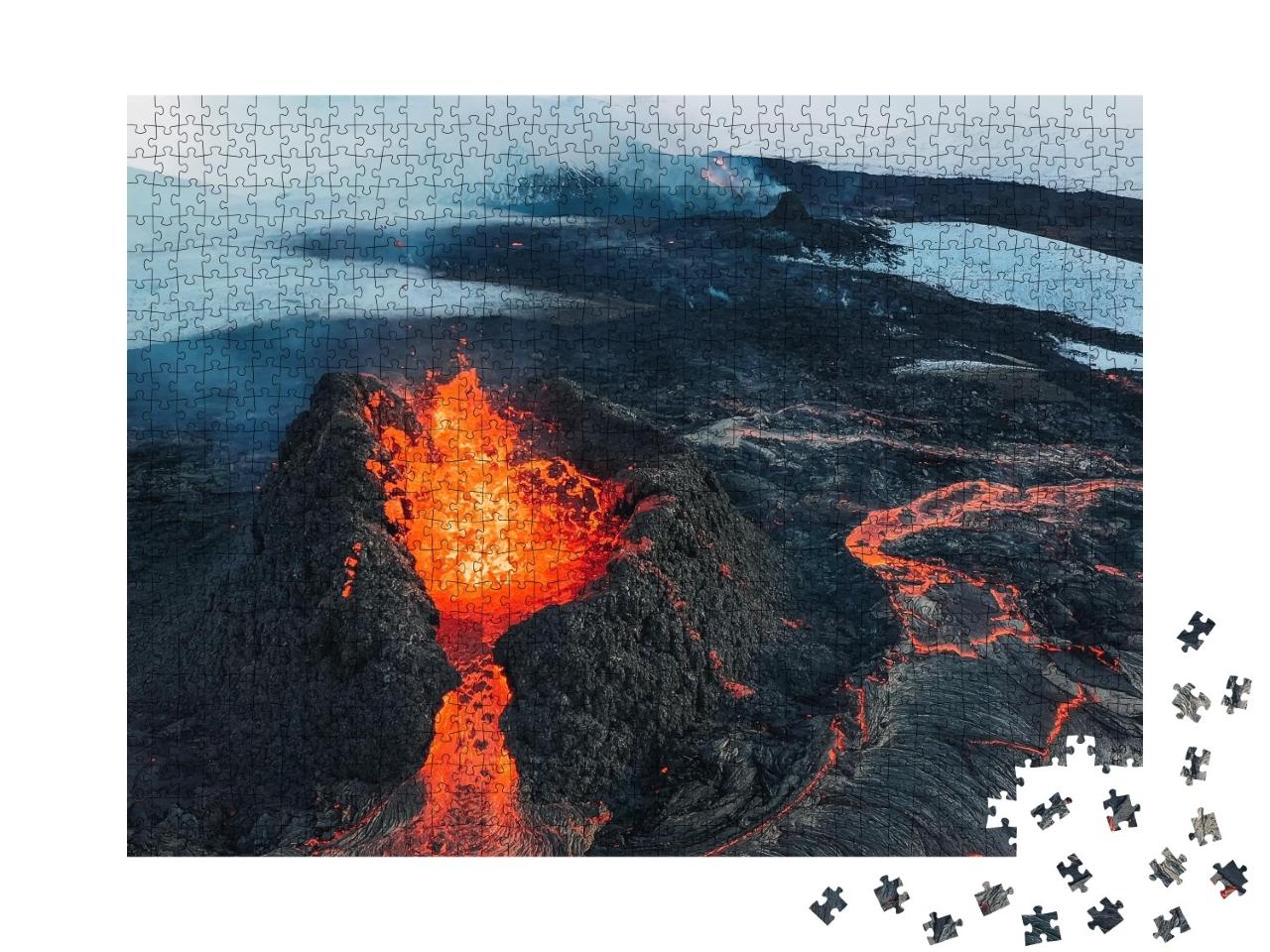 Puzzle de 1000 pièces « Éruption volcanique en 2021 en Islande »
