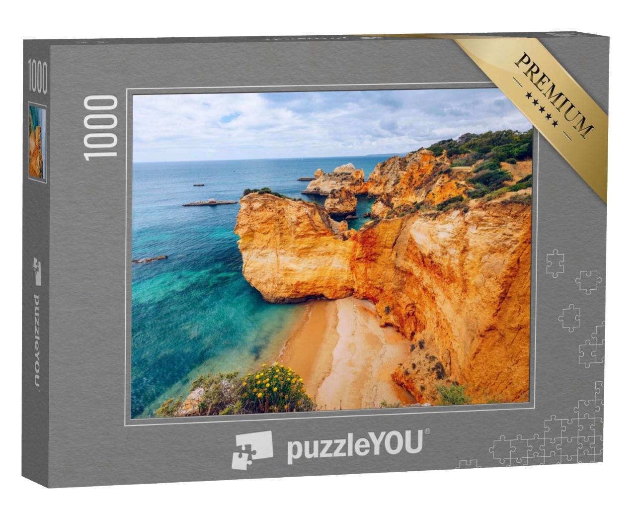 Puzzle de 1000 pièces « Magnifique vue sur les rochers de la plage d'Alvor, Algarve, Portugal »
