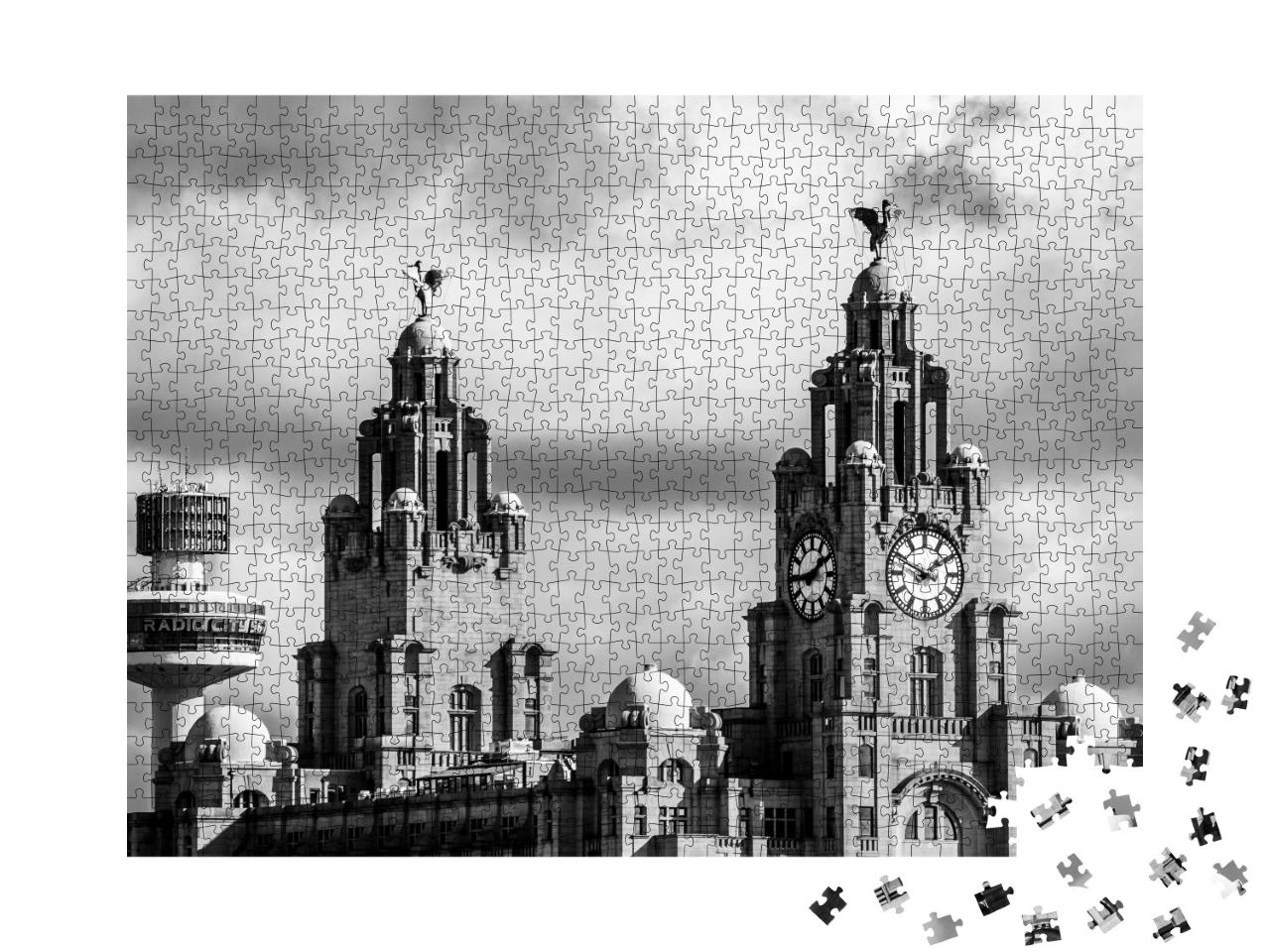 Puzzle de 1000 pièces « Vue sur le Royal Liver Building à Liverpool »
