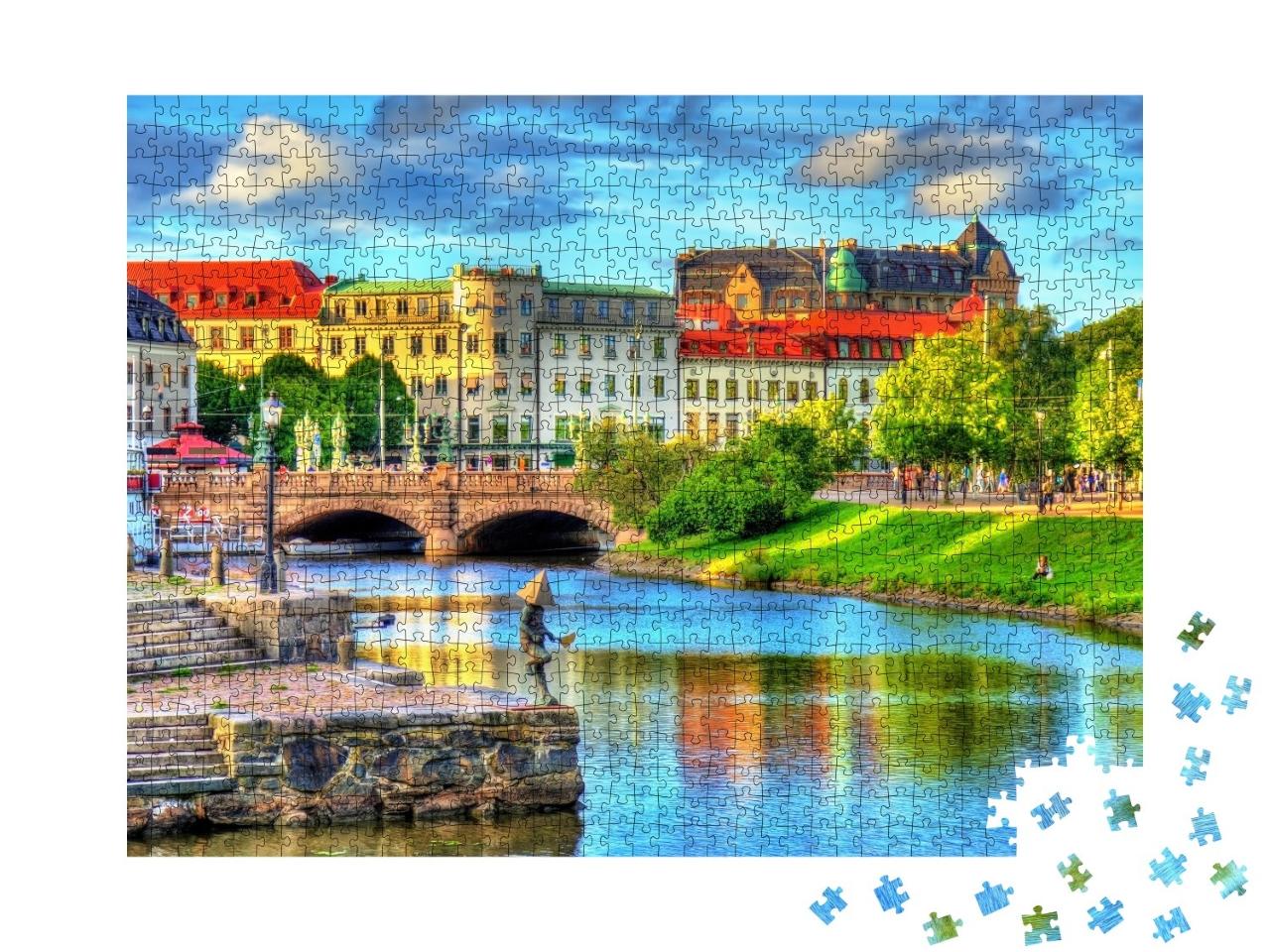 Puzzle de 1000 pièces « Canal dans le centre historique de Göteborg, Suède »