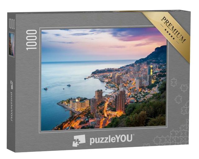 Puzzle de 1000 pièces « Soirée sur la Côte d'Azur à Monte-Carlo, Monaco »
