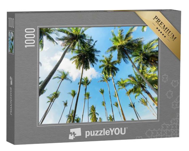 Puzzle de 1000 pièces « Vue vers le haut entre les palmiers »