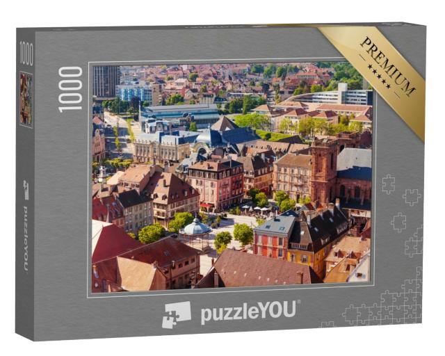 Puzzle de 1000 pièces « Vue sur la vieille ville de Belfort avec la Place dArmes »