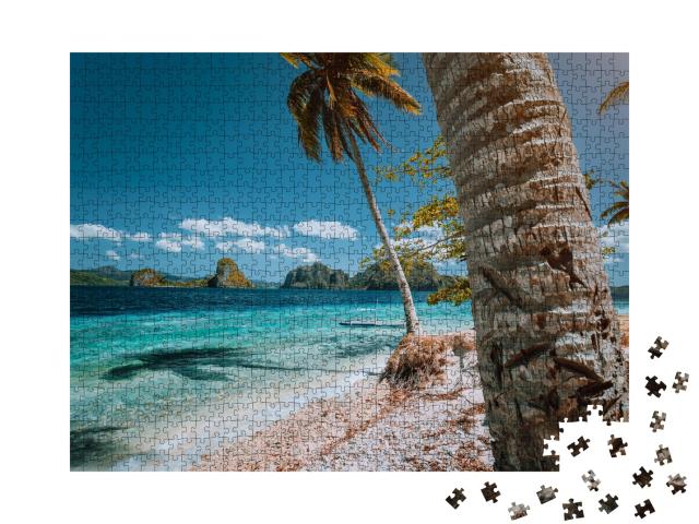 Puzzle de 1000 pièces « Magnifique plage de palmiers aux Philippines »