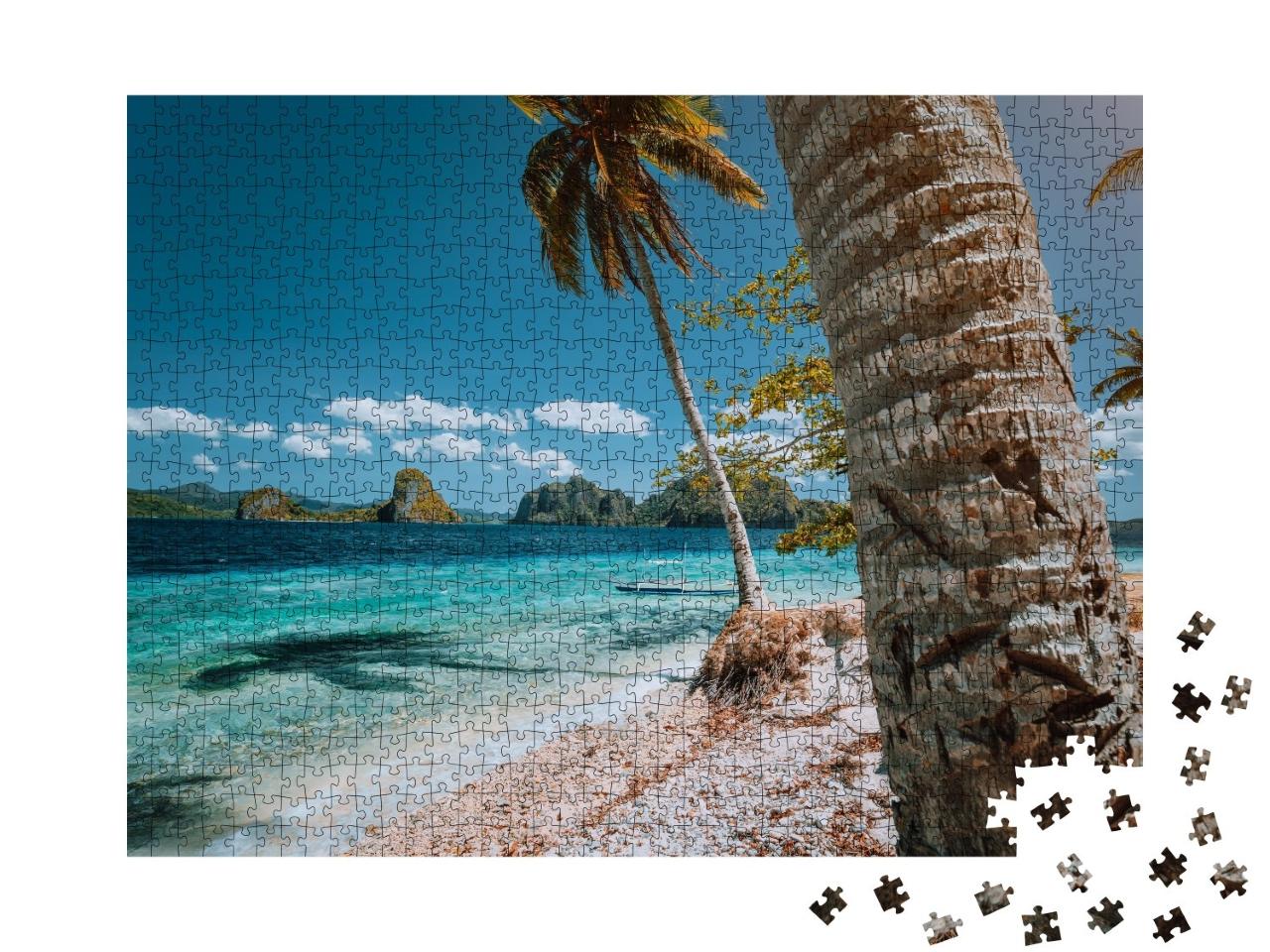 Puzzle de 1000 pièces « Magnifique plage de palmiers aux Philippines »