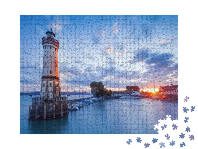 Puzzle de 1000 pièces « Phare dans le port de Lindau, lac de Constance, Bavière »