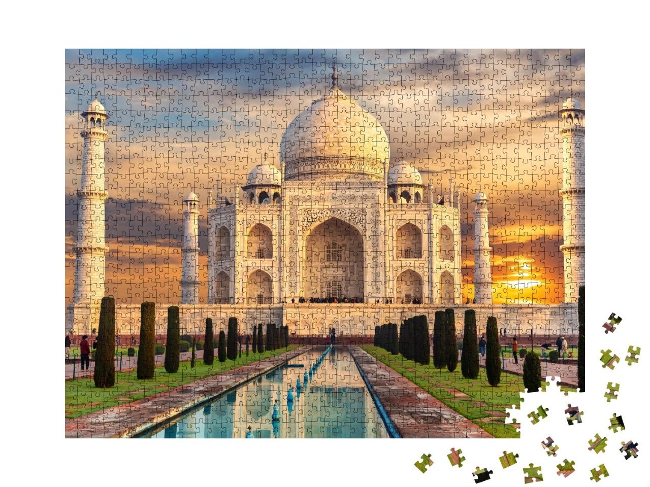 Puzzle de 1000 pièces « Taj Mahal au coucher du soleil, Inde, Agra »