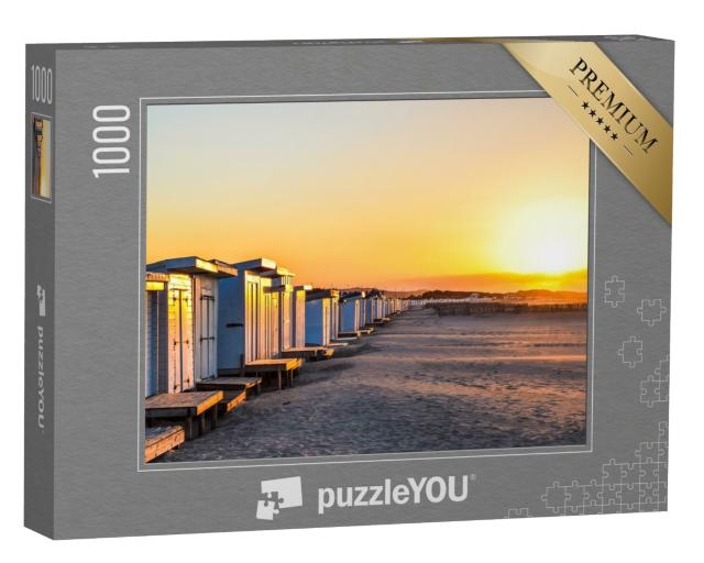 Puzzle de 1000 pièces « Les cabines de plage - Plage de Calais, Nord de la France »